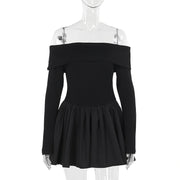 off-shoulder A-line backless dress, view 6 - MRSLM