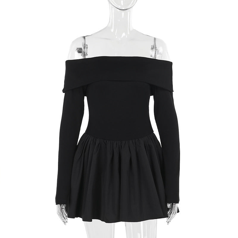 off-shoulder A-line backless dress, view 6 - MRSLM