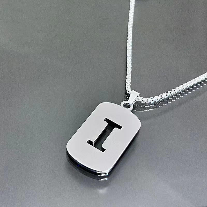 titanium steel letter necklace, view 26 - MRSLM