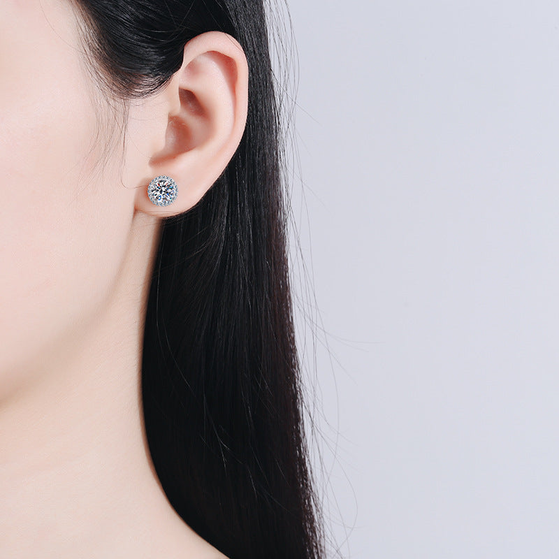 women's moissanite-style s925 silver earrings, view 4 - MRSLM