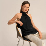 women's silk halter tank top, view 8 - MRSLM