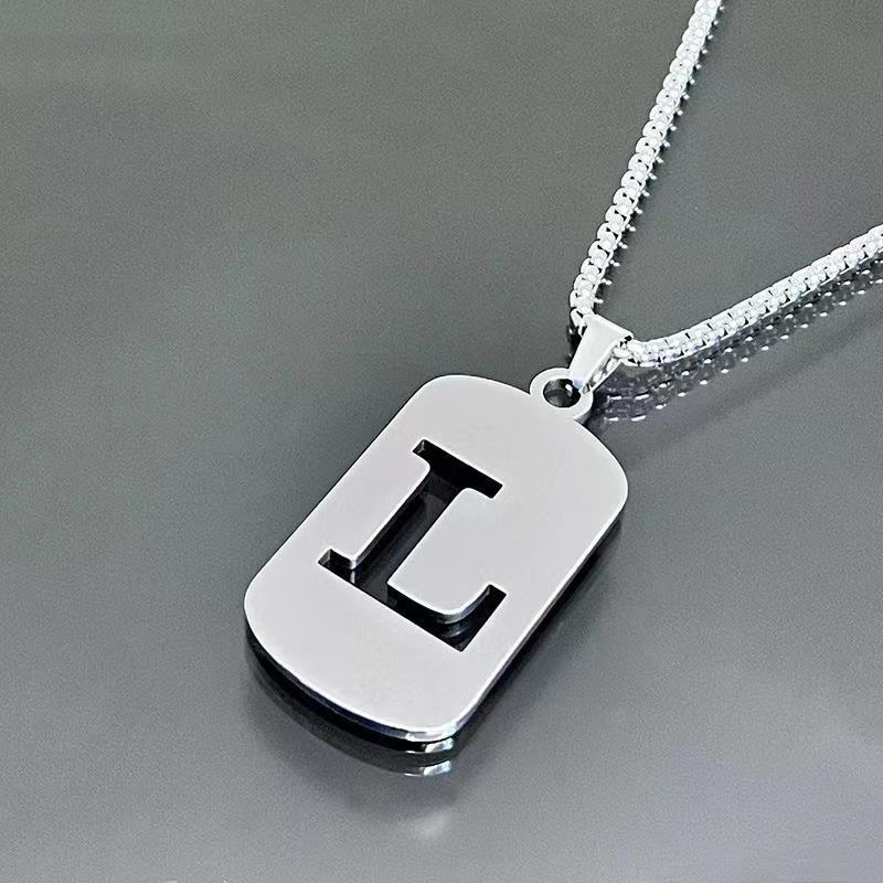 titanium steel letter necklace, view 28 - MRSLM