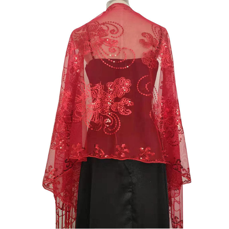 long tassel sequin shawl - MRSLM