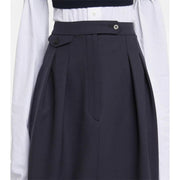 high-waisted vintage pleated midi skirt, view 4 - MRSLM