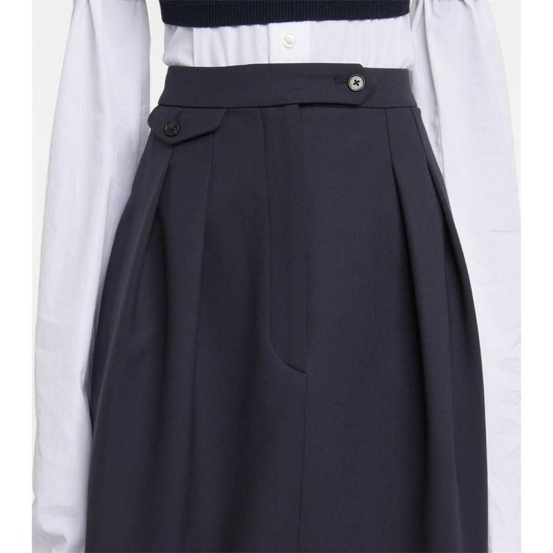 high-waisted vintage pleated midi skirt, view 4 - MRSLM