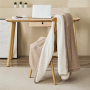 classic waffle plaid cotton knitted throw blanket, view 5 - MRSLM