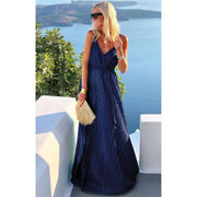 Dark blue sling pleated dress, view 3 - MRSLM