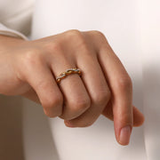 twisted pearl gold plated stacking ring, view 3 - MRSLM