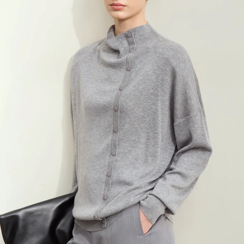 asymmetrical mock neck sweater, view 2 - MRSLM