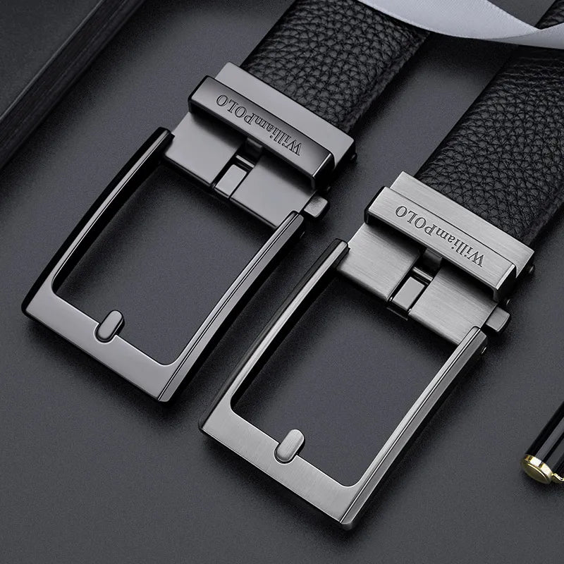 men's leather belt with automatic buckle, view 8 - MRSLM