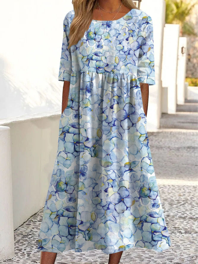 women's printed short sleeve dress, view 11 - MRSLM