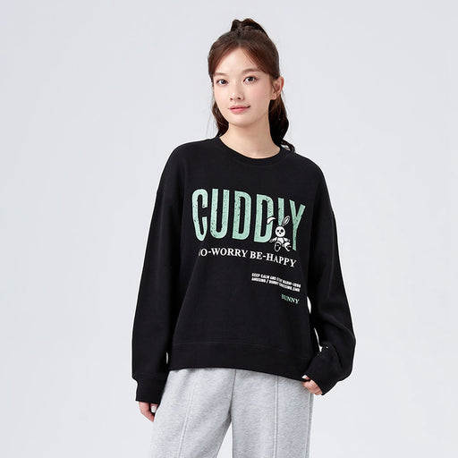 Distressed printed loose fleece sweatshirt - MRSLM