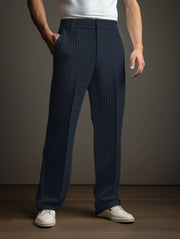 men's straight waffle-knit suit pants, view 9 - MRSLM