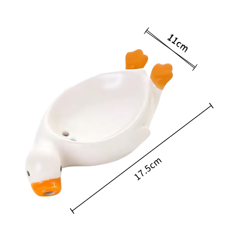 yellow duck ceramic soap dish, view 3 - MRSLM