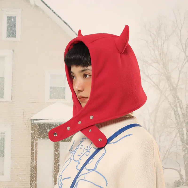 Plush bomber hat with devil ears, view 9 - MRSLM