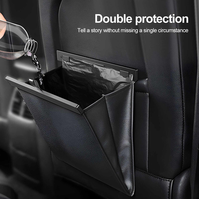 waterproof pu leather car trash bag, view 3 - MRSLM