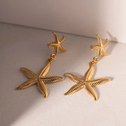 stainless steel starfish earrings, view 5 - MRSLM