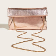 Metallic clutch crossbody shoulder bag with chain - MRSLM
