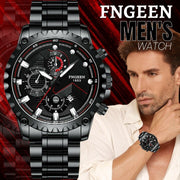 men's black stainless steel luminous quartz watch, view 7 - MRSLM