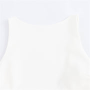 white sleeveless short frill dress, view 3 - MRSLM