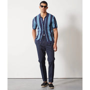 casual knitted stripe patchwork cardigan, view 3 - MRSLM