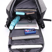 reflective men's backpack with lock, view 2 - MRSLM
