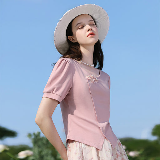V-neck puff sleeve T-shirt - MRSLM