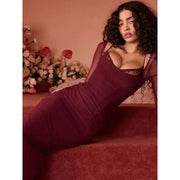 sheer long sleeve maxi dress, view 3 - MRSLM