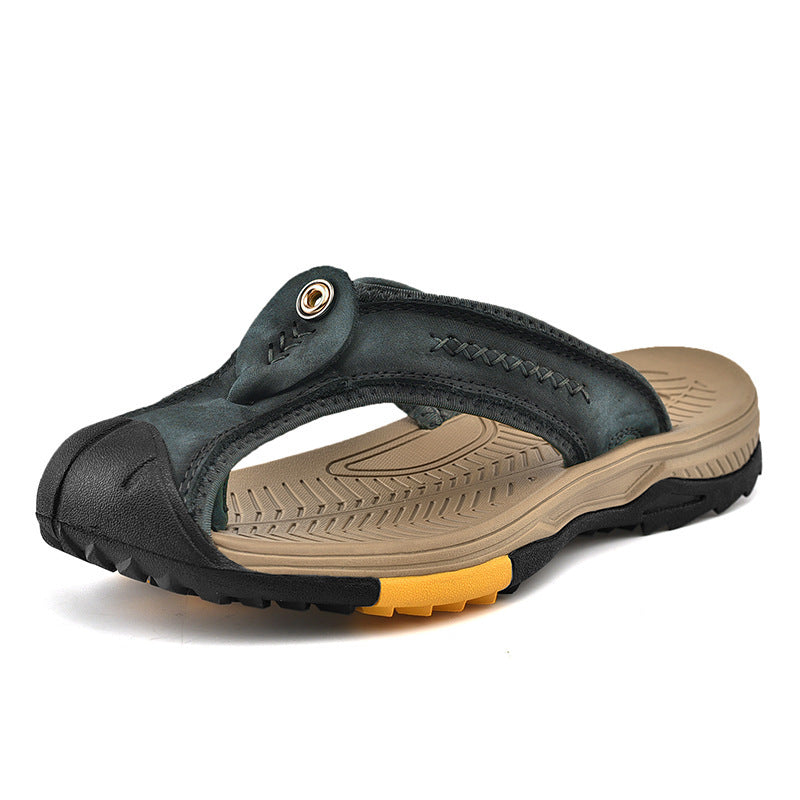 men's leather flip-flops, view 9 - MRSLM