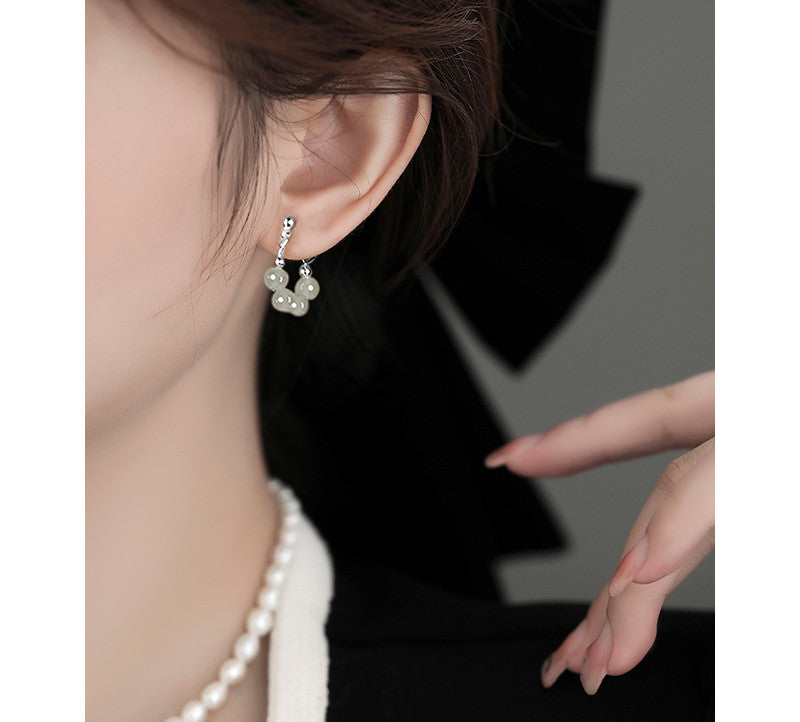 sterling silver hetian jade earrings, view 3 - MRSLM