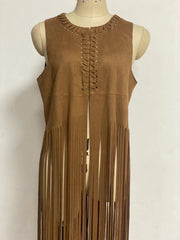 women's suede tassel vest coat, view 2 - MRSLM