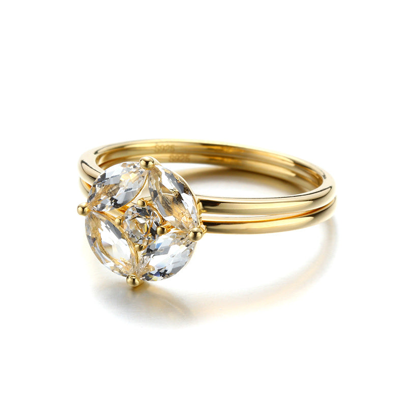 sterling silver white topaz marquise ring, view 5 - MRSLM