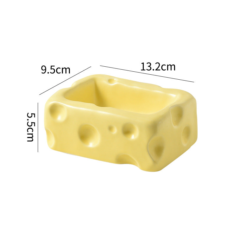 cheese-shaped ceramic pet bowl, view 7 - MRSLM