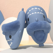 Fuzzy shark slippers with removable lining, view 7 - MRSLM