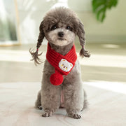 dog knitted scarf with fuzzy pompom, view 7 - MRSLM