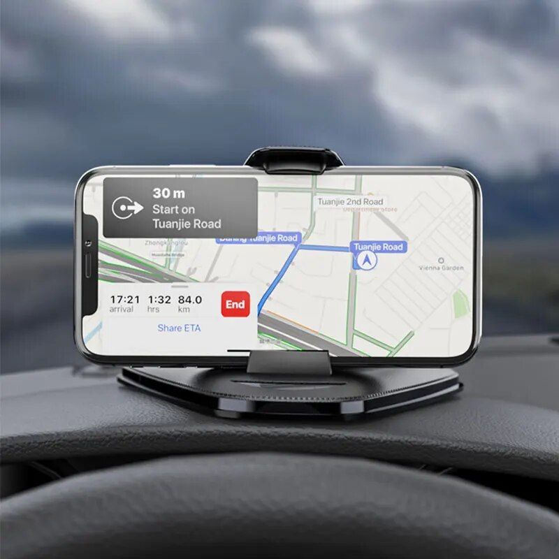 Universal Dashboard &amp; Armrest Car Phone Mount - Sleek Black ABS Holder