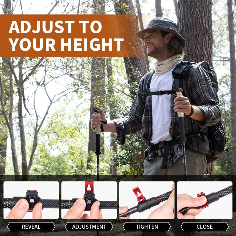 collapsible carbon fiber trekking poles, view 4 - MRSLM