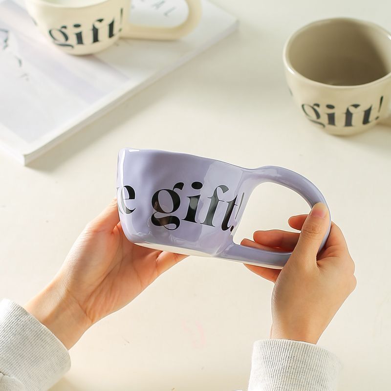 handmade alphabet ceramic mug, view 8 - MRSLM