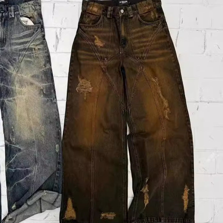 men's yellow mud dyed jeans, view 3 - MRSLM