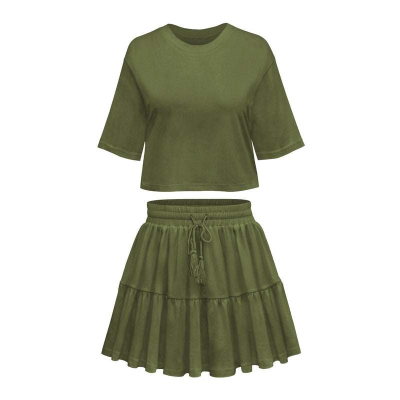 loose crew neck top and skirt set, view 5 - MRSLM