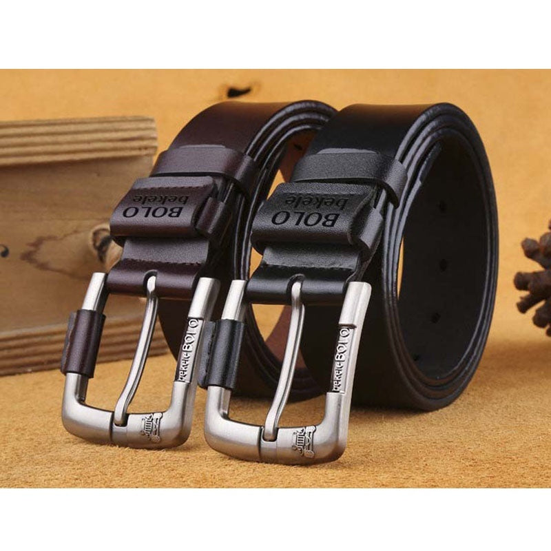 men's cowhide pin buckle belt, view 4 - MRSLM