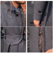 men's herringbone wool slim fit coat, view 8 - MRSLM
