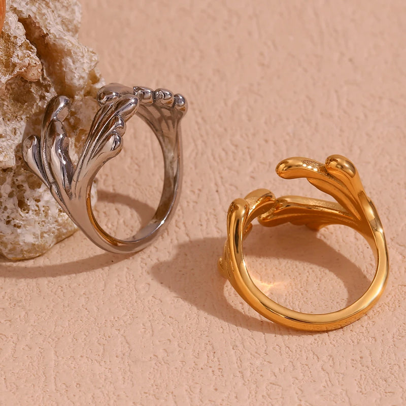 adjustable 18k gold plated ocean-inspired ring, view 8 - MRSLM