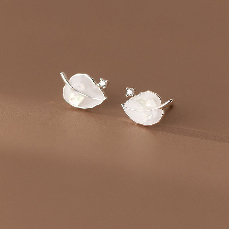 925 silver leaf drop earrings, view 3 - MRSLM