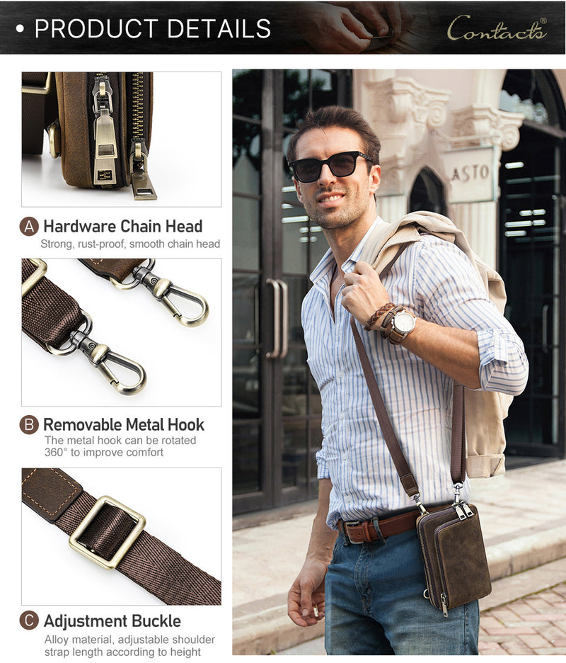 retro cowhide phone bag, view 6 - MRSLM