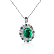 silver flower gemstone necklace, view 3 - MRSLM