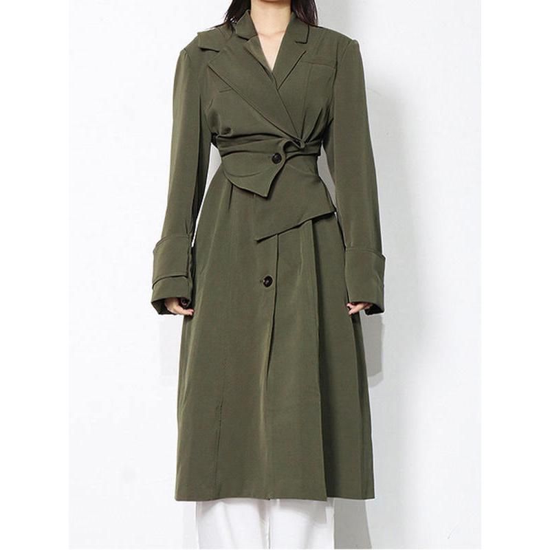 high waist windbreaker trench coat, view 3 - MRSLM