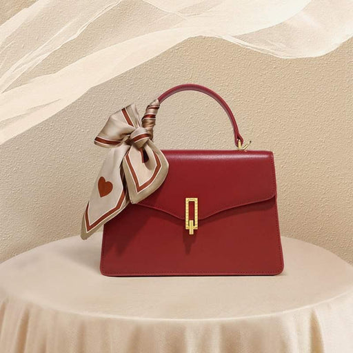 red cowhide leather handbag - MRSLM