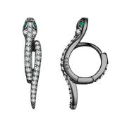 platinum plated zircon snake earrings, view 5 - MRSLM