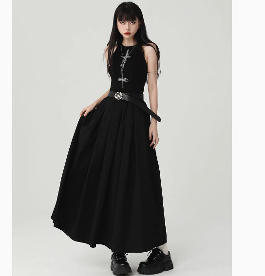 long sleeve A-line sling dress, view 5 - MRSLM